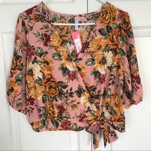 NWT Floral Wrap Top
